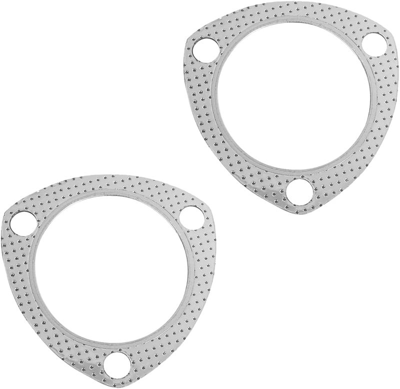 GLSOWEE حشوة عادم السيارة 2PCS، حشوة فلانج أنبوب العادم 2.5" 3 براغي مع حلقة نار SS، حشوة فلانج عادم بديلة مع مادة حشوة عالية الحرارة لسيارة SUV وشاحنة. - Image 1